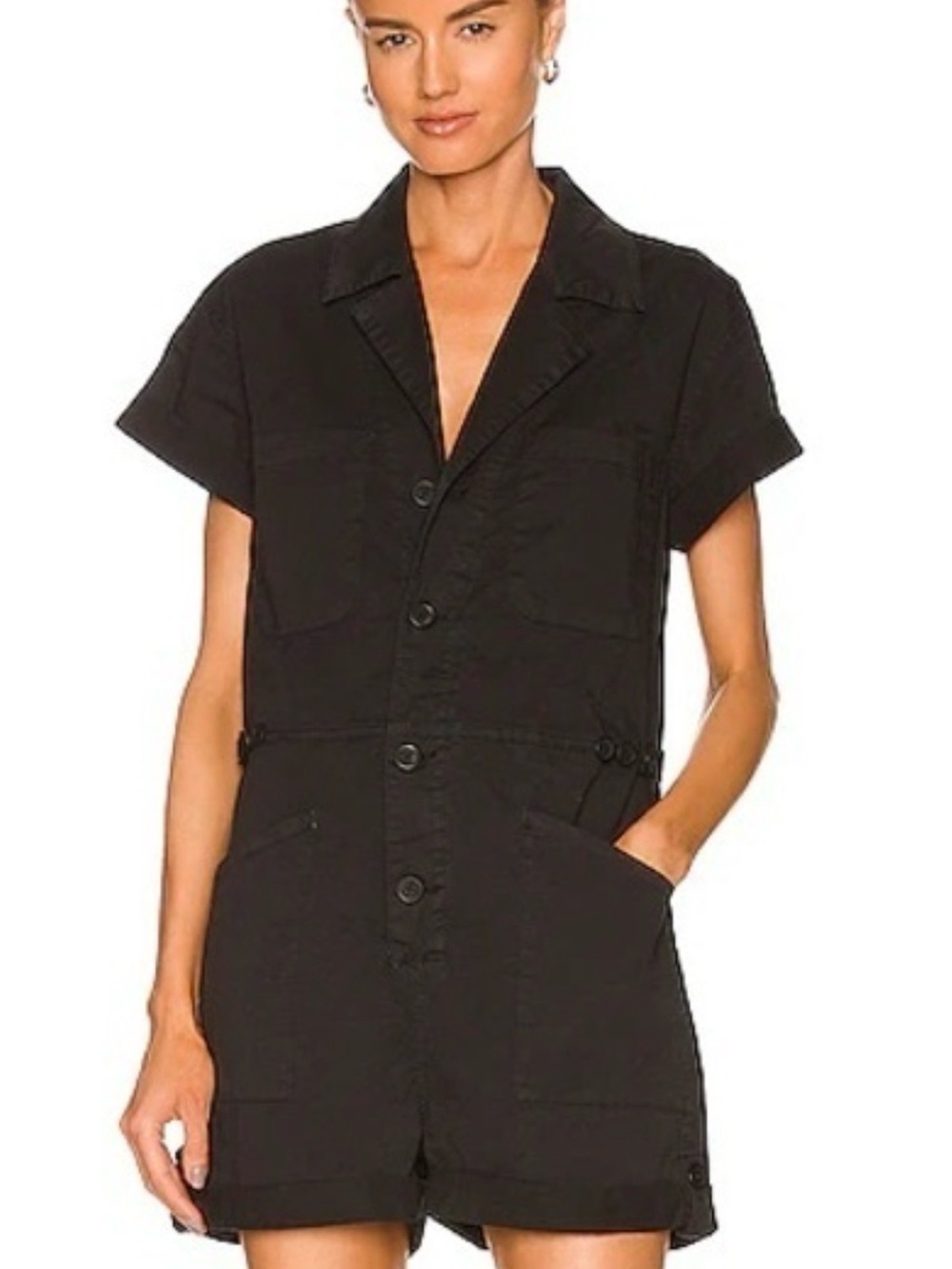 Pistols Black cotton playsuit - adjustable waist - size L